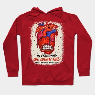 In February We Wear Red Heart Disease Awareness Ribbon Hoodie